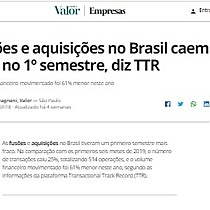 Fuses e aquisies no Brasil caem 25% no 1 semestre, diz TTR